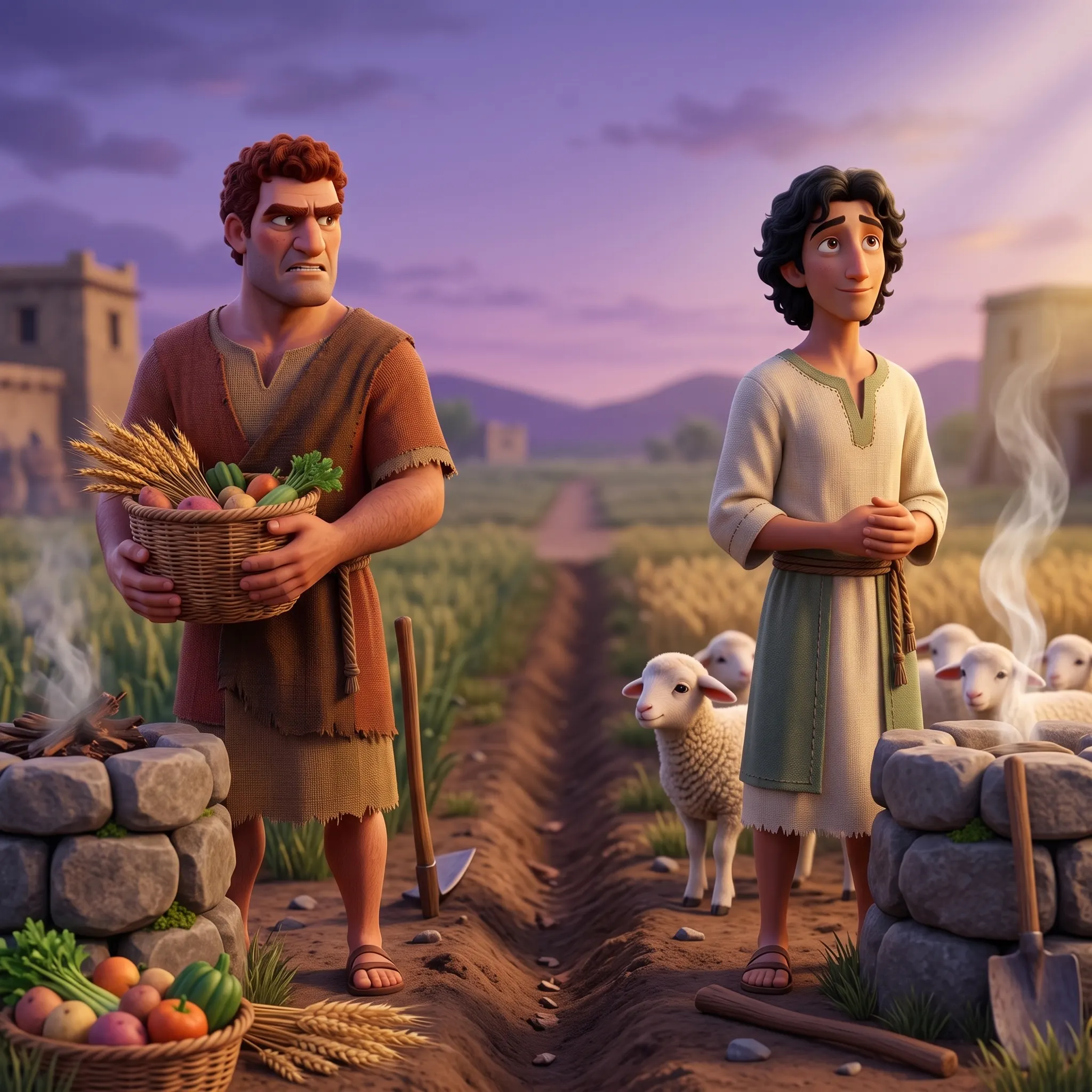 Cain and Abel illustrated Bible story for kids