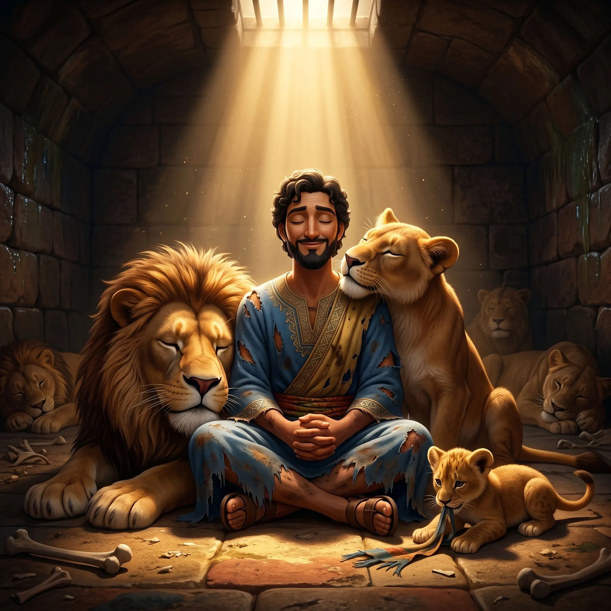 Daniel in the Lions' Den illustrated Bible story for kids
