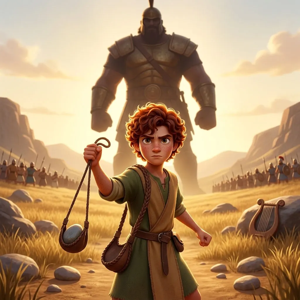 David and Goliath illustrated Bible story for kids