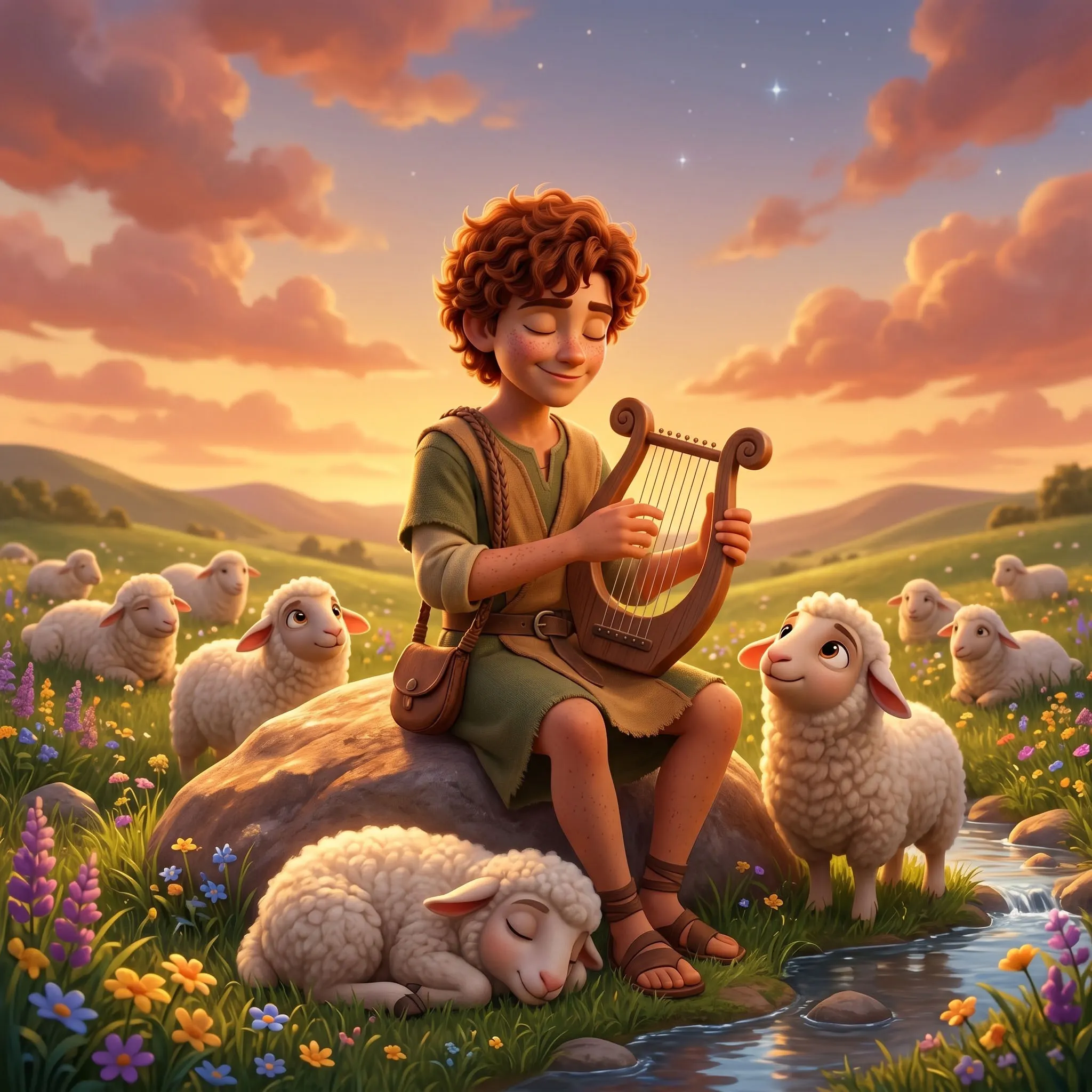 David the Shepherd Boy illustrated Bible story for kids