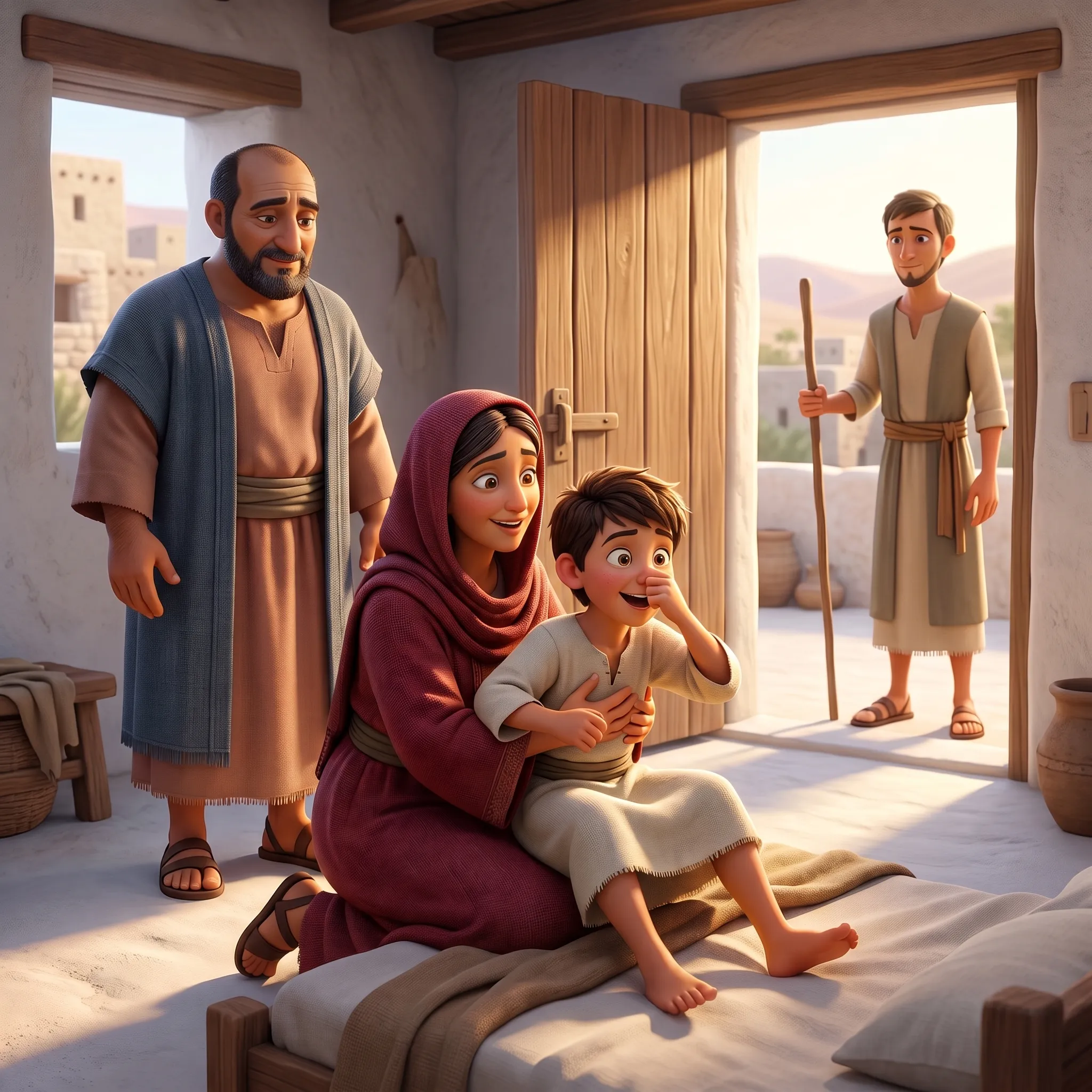 Elisha Raises the Shunammite's Son illustrated Bible story for kids