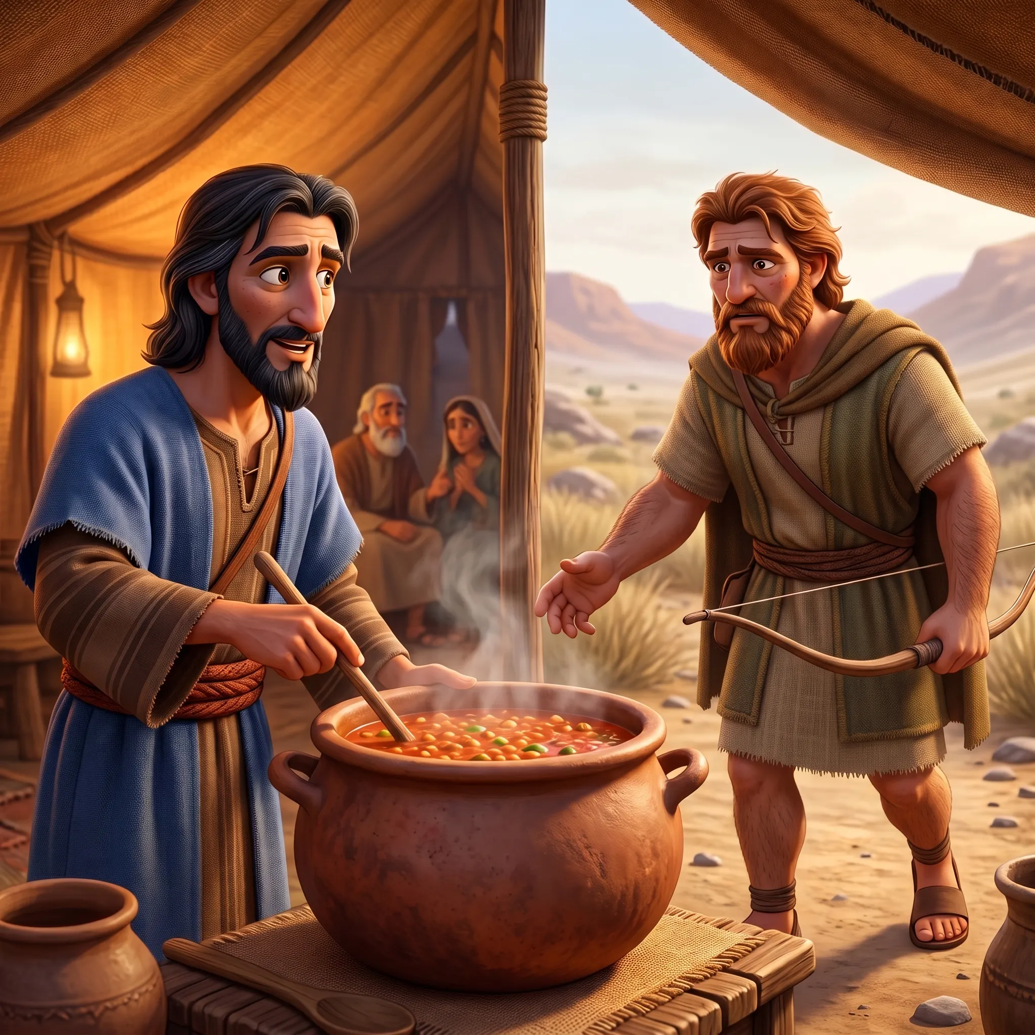 Jacob and Esau illustrated Bible story for kids