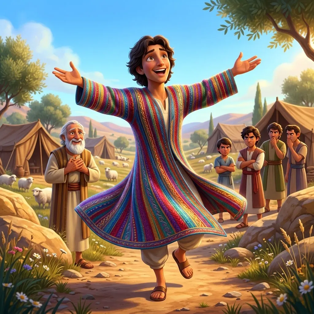Joseph and the Colorful Coat illustrated Bible story for kids