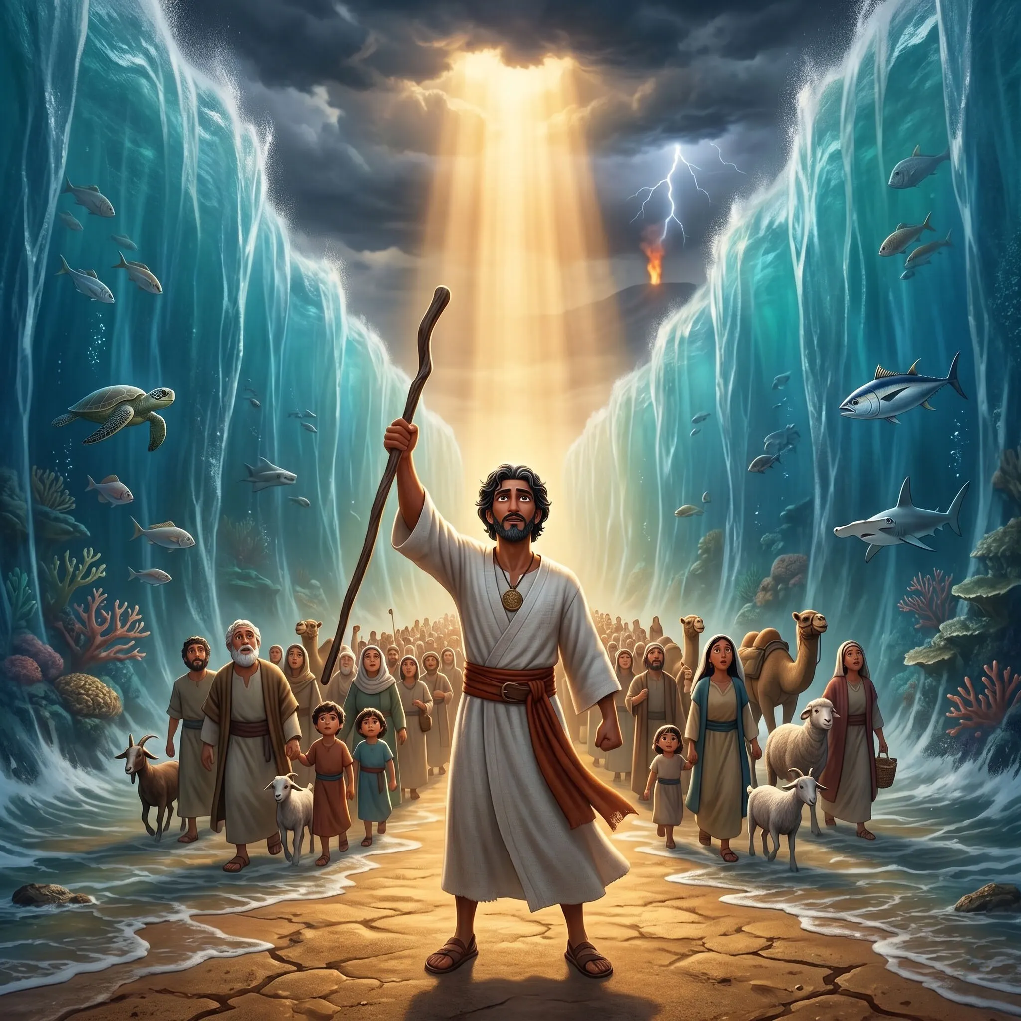 Moses Crosses the Red Sea illustrated Bible story for kids