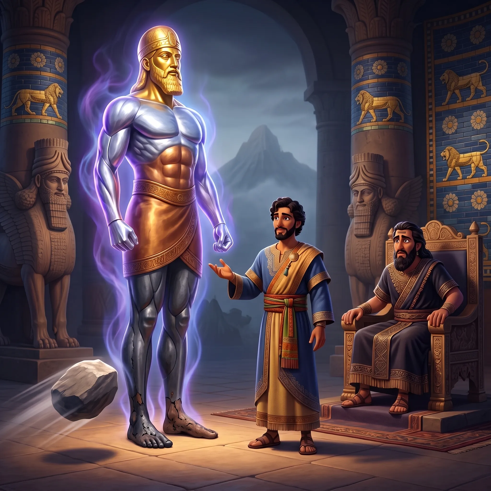 Daniel Interprets Nebuchadnezzar's Dream illustrated Bible story for kids