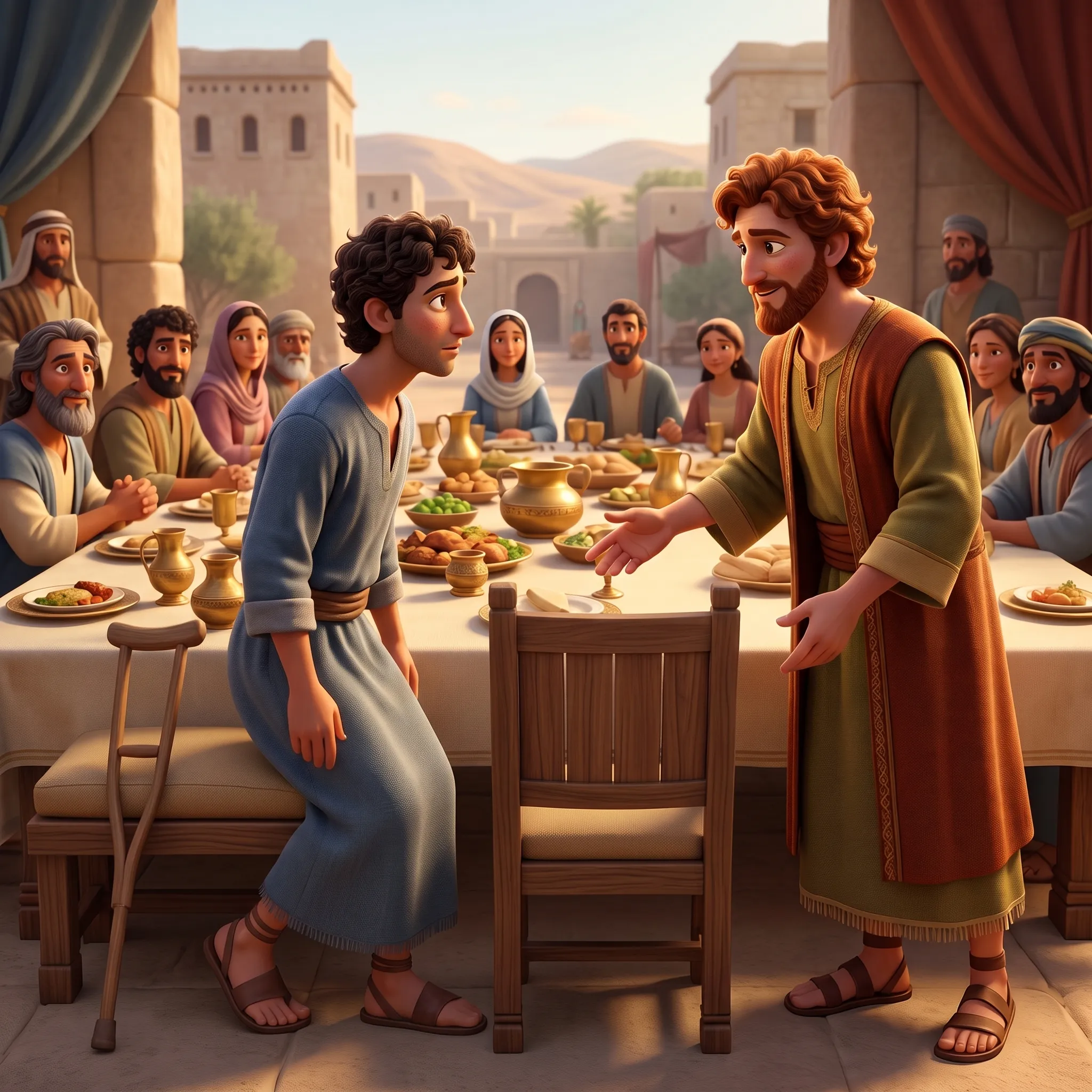 David and Mephibosheth illustrated Bible story for kids