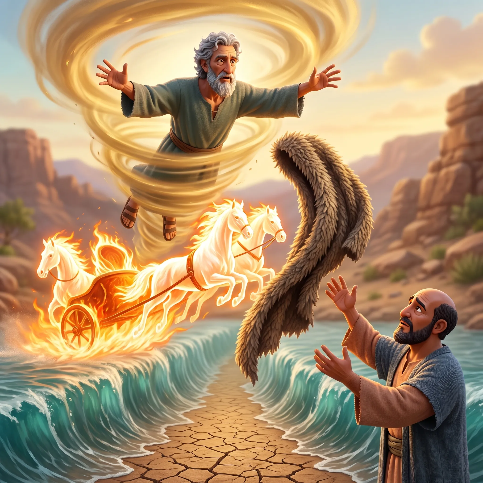 Elijah and the Chariot of Fire illustrated Bible story for kids