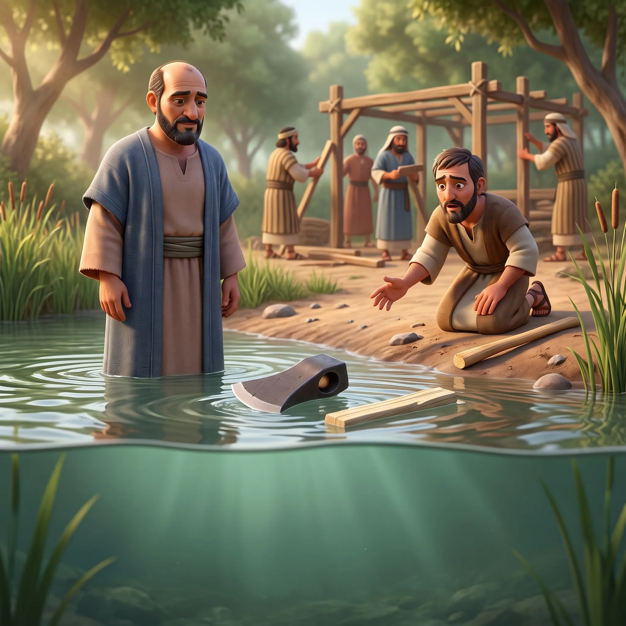 Elisha and the Floating Axe Head illustrated Bible story for kids
