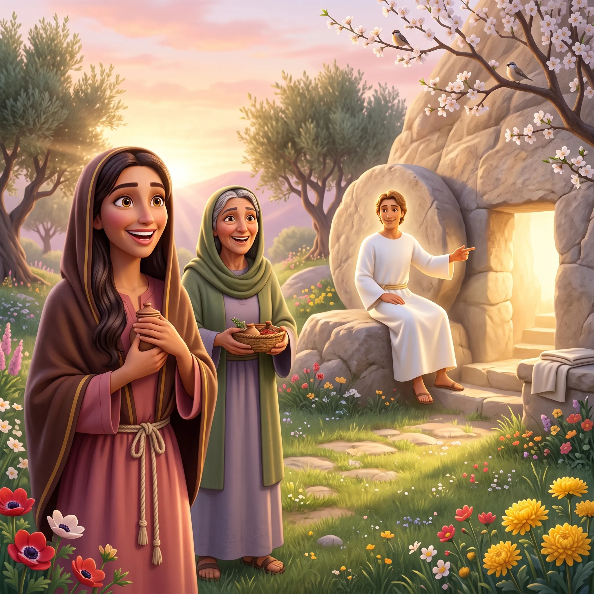 The Resurrection of Jesus illustrated Bible story for kids