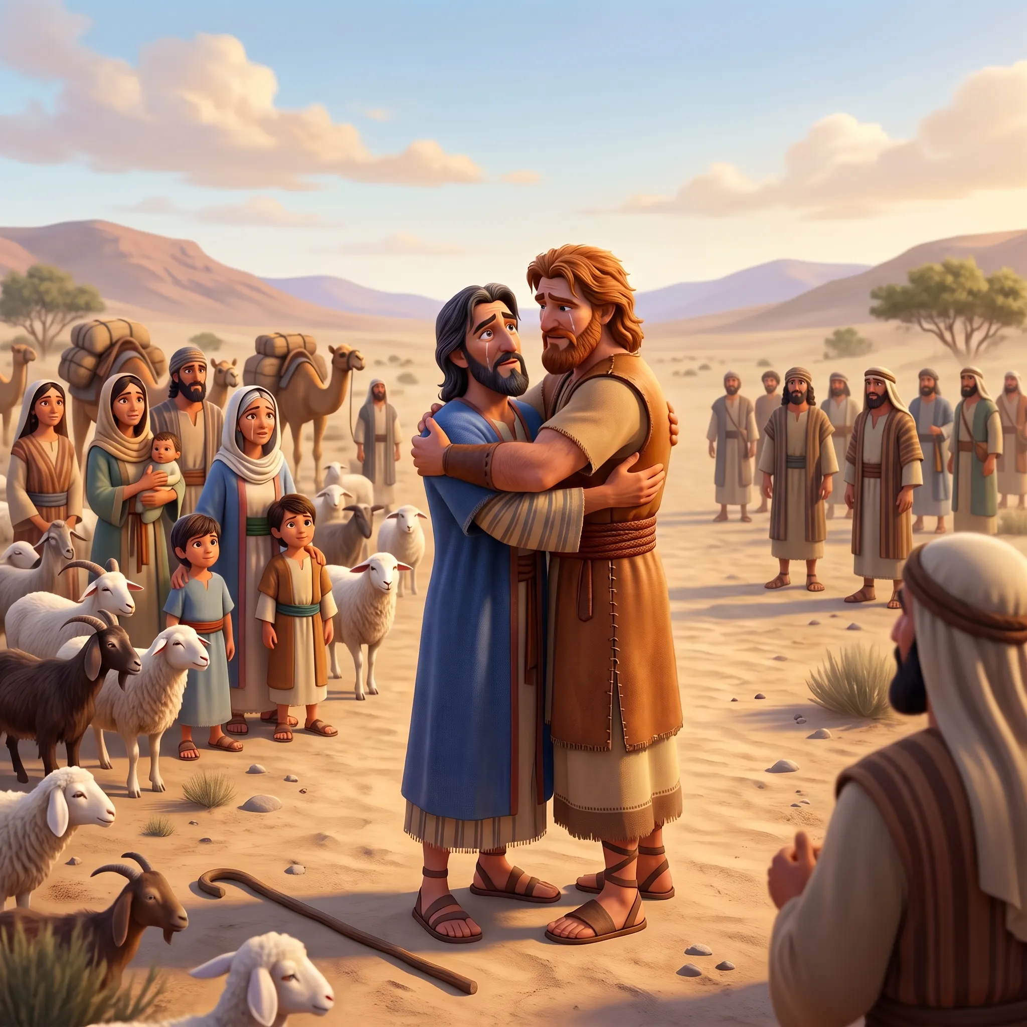 Jacob and Esau Meet Again illustrated Bible story for kids