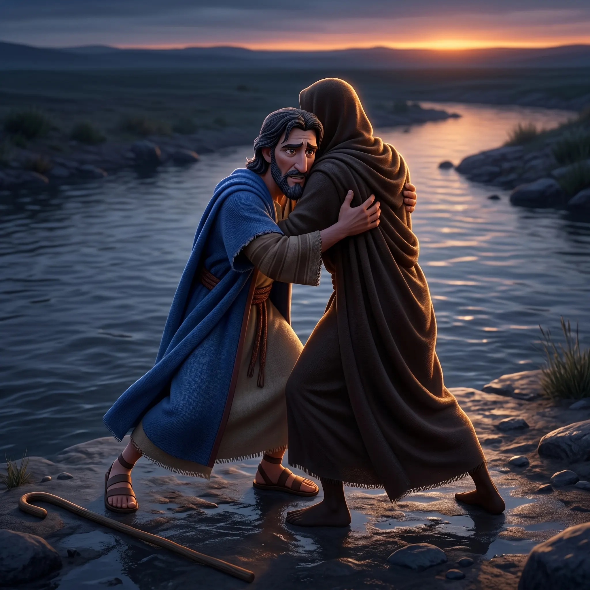 Jacob Wrestles with God illustrated Bible story for kids