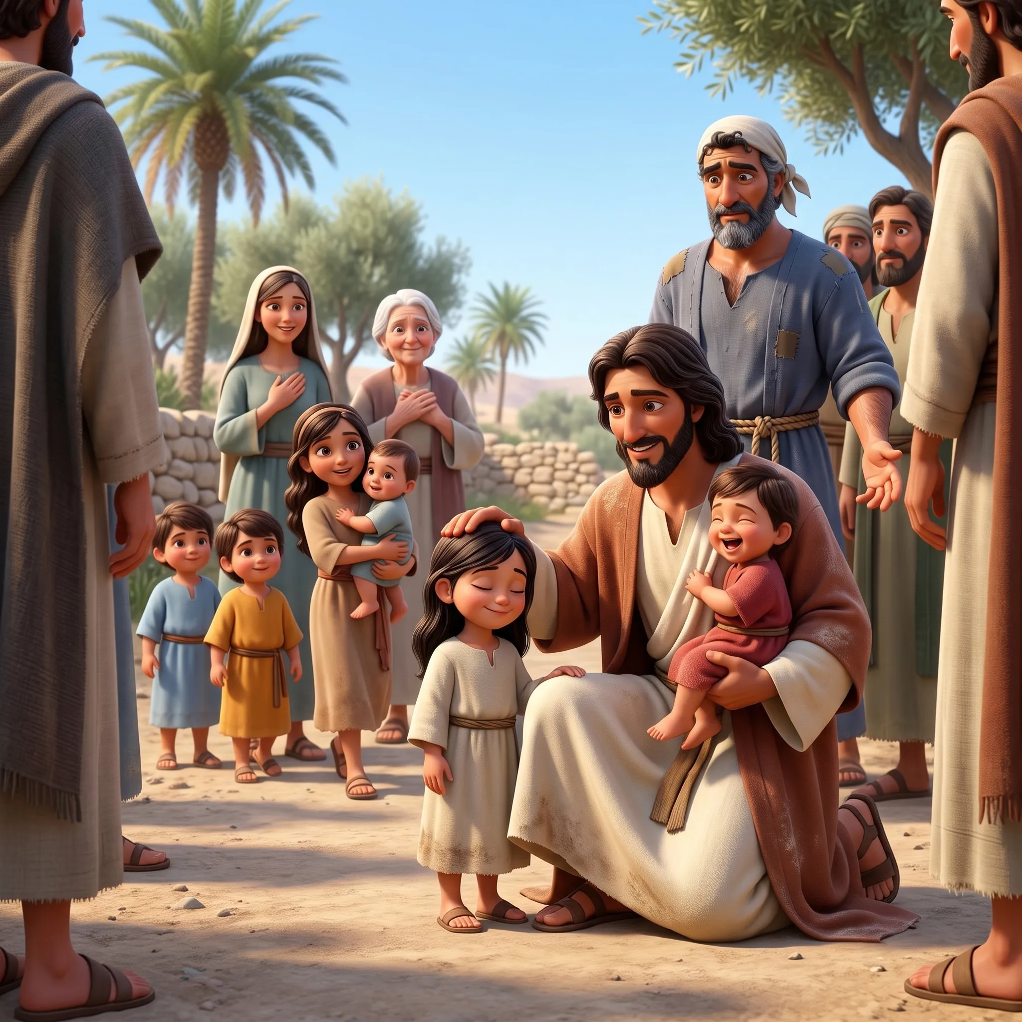 Jesus Blesses the Children illustrated Bible story for kids