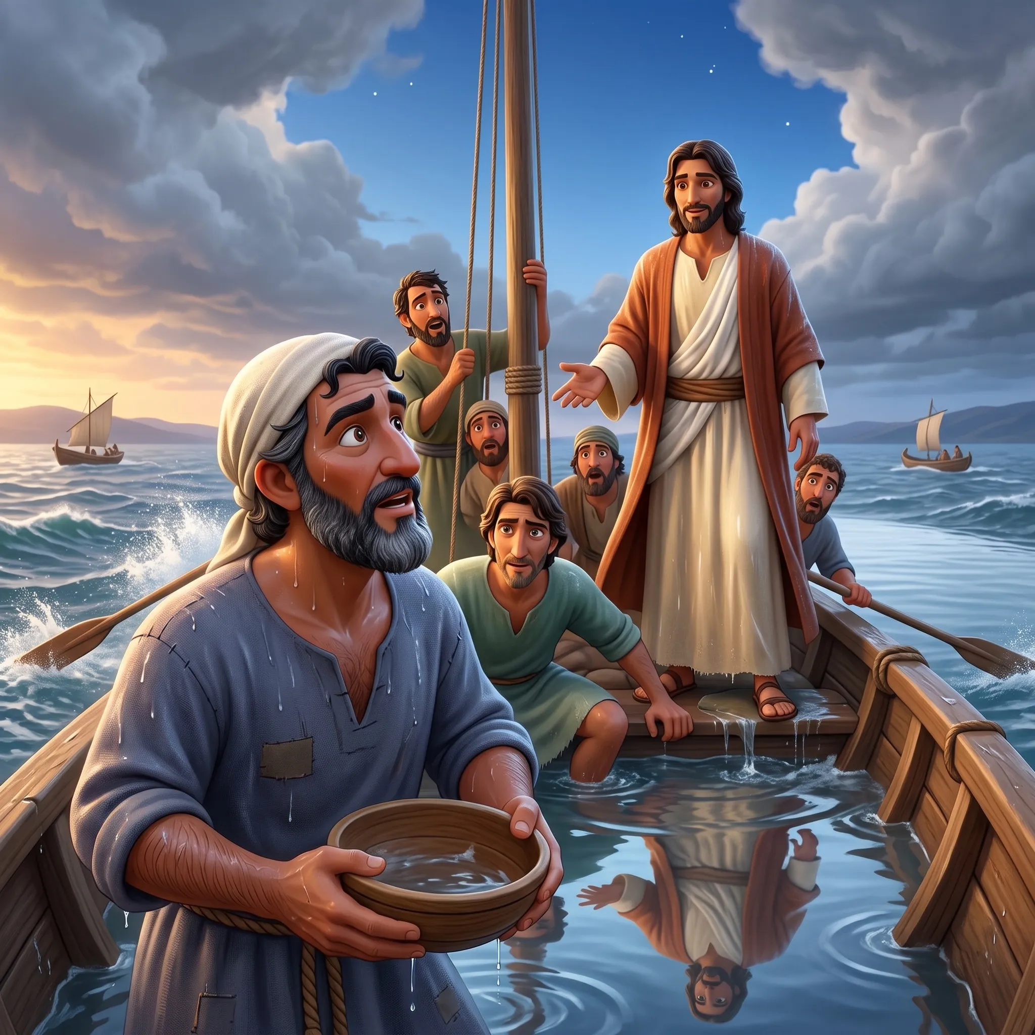 Jesus Calms the Storm illustrated Bible story for kids