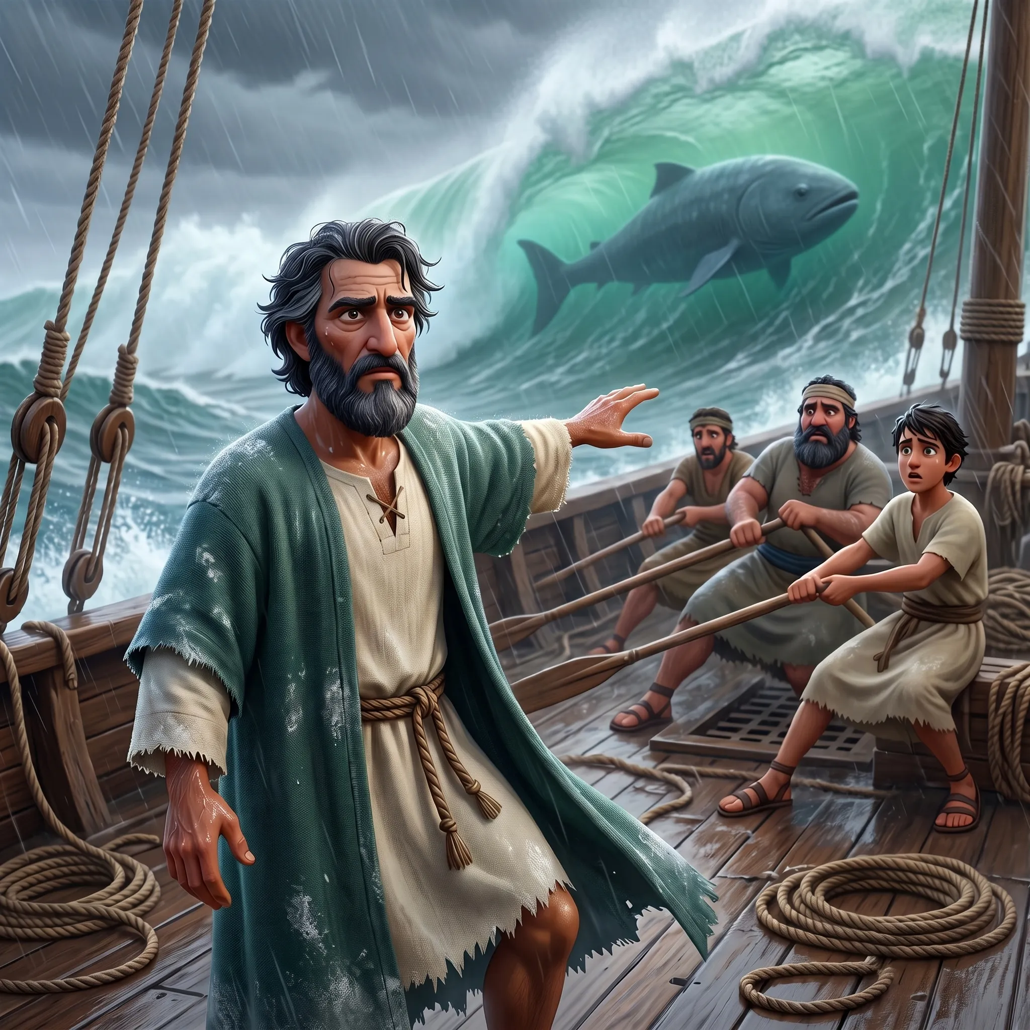 Jonah Runs from God illustrated Bible story for kids