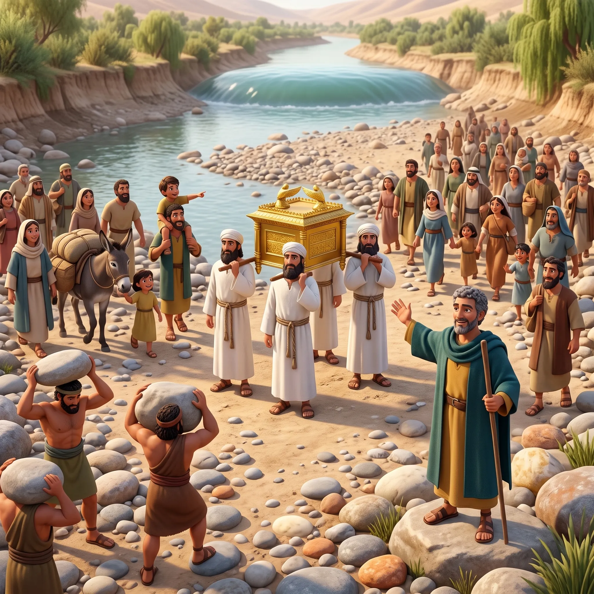 Joshua Crosses the Jordan River illustrated Bible story for kids