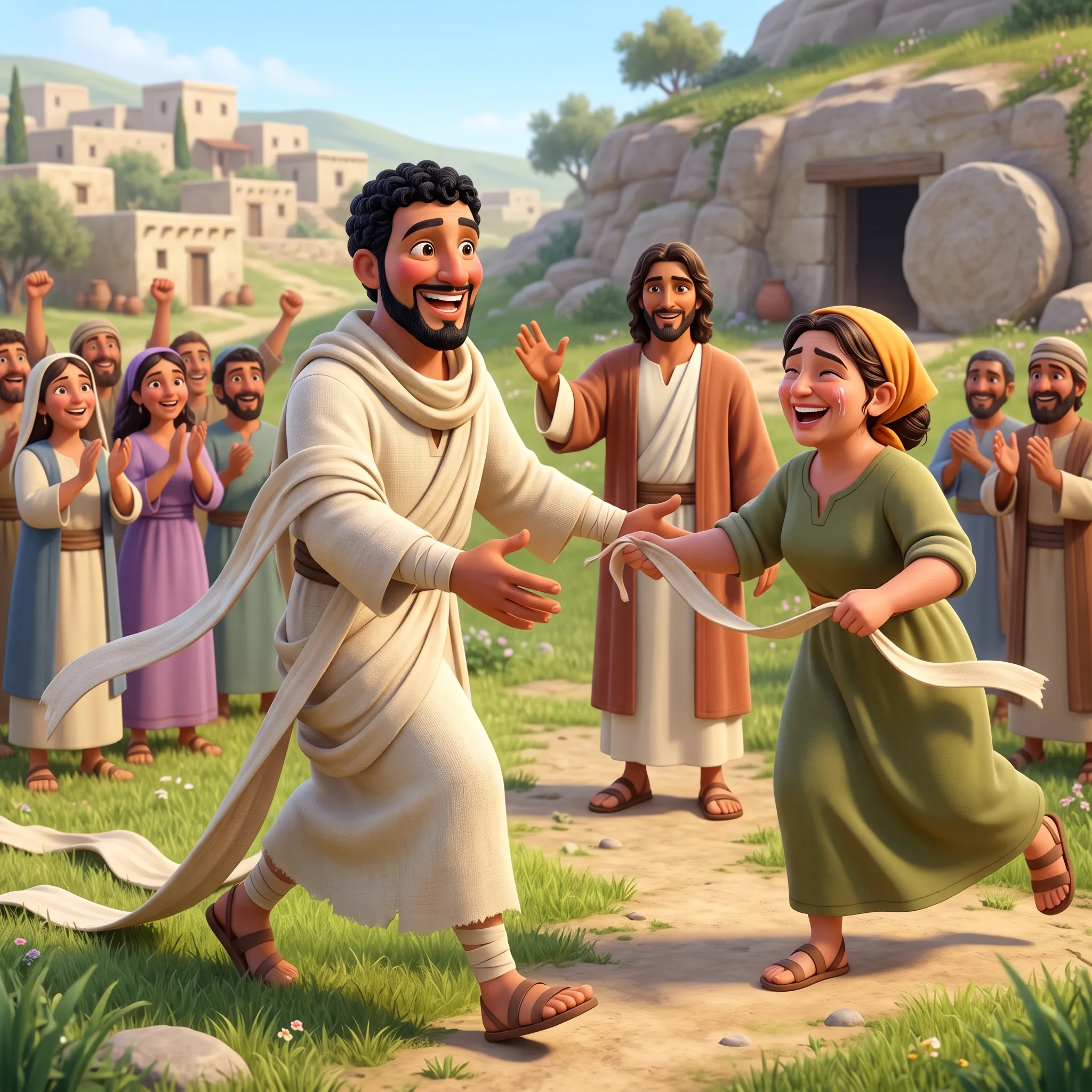 Jesus Raises Lazarus illustrated Bible story for kids