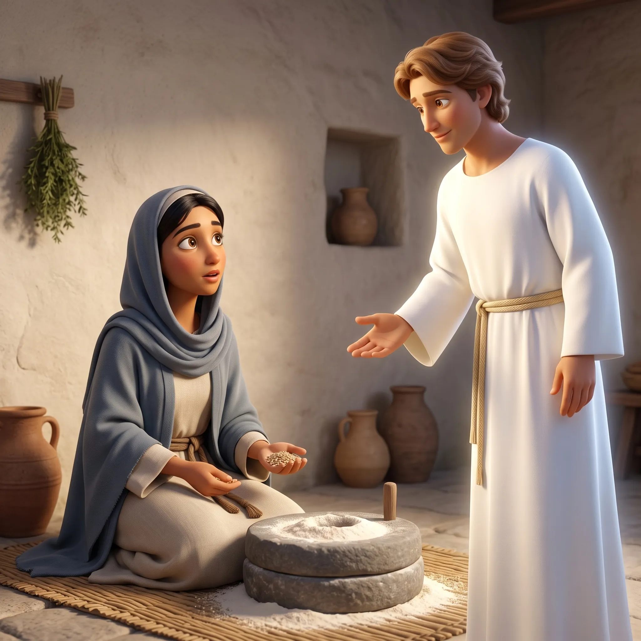 The Angel Gabriel Visits Mary illustrated Bible story for kids