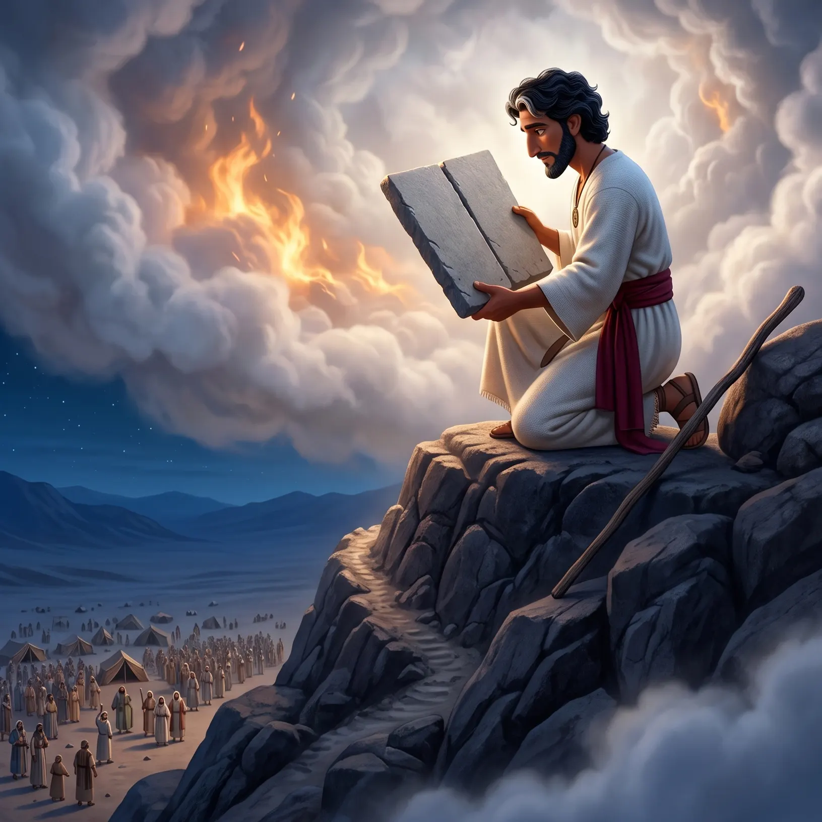 The Ten Commandments illustrated Bible story for kids