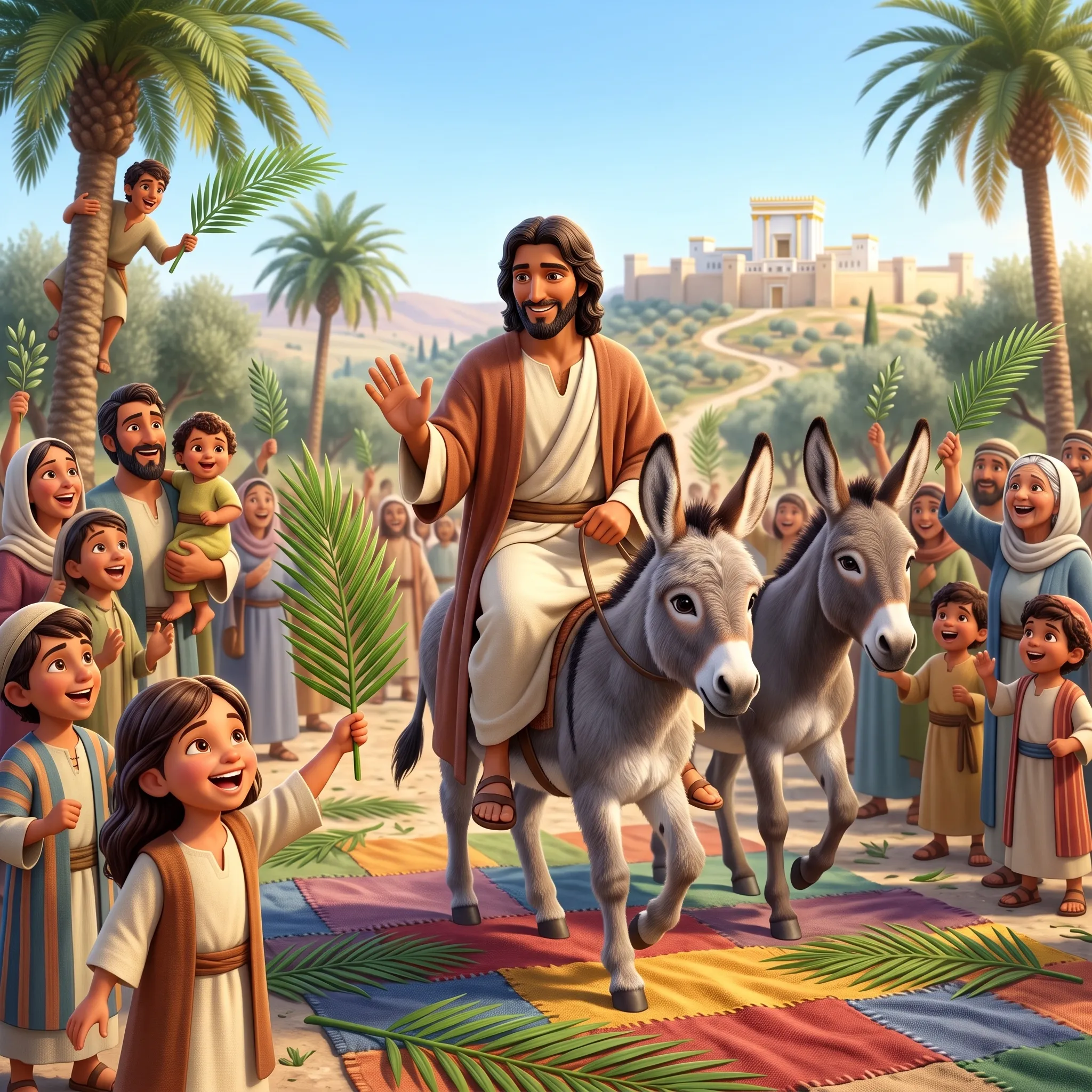 Palm Sunday illustrated Bible story for kids