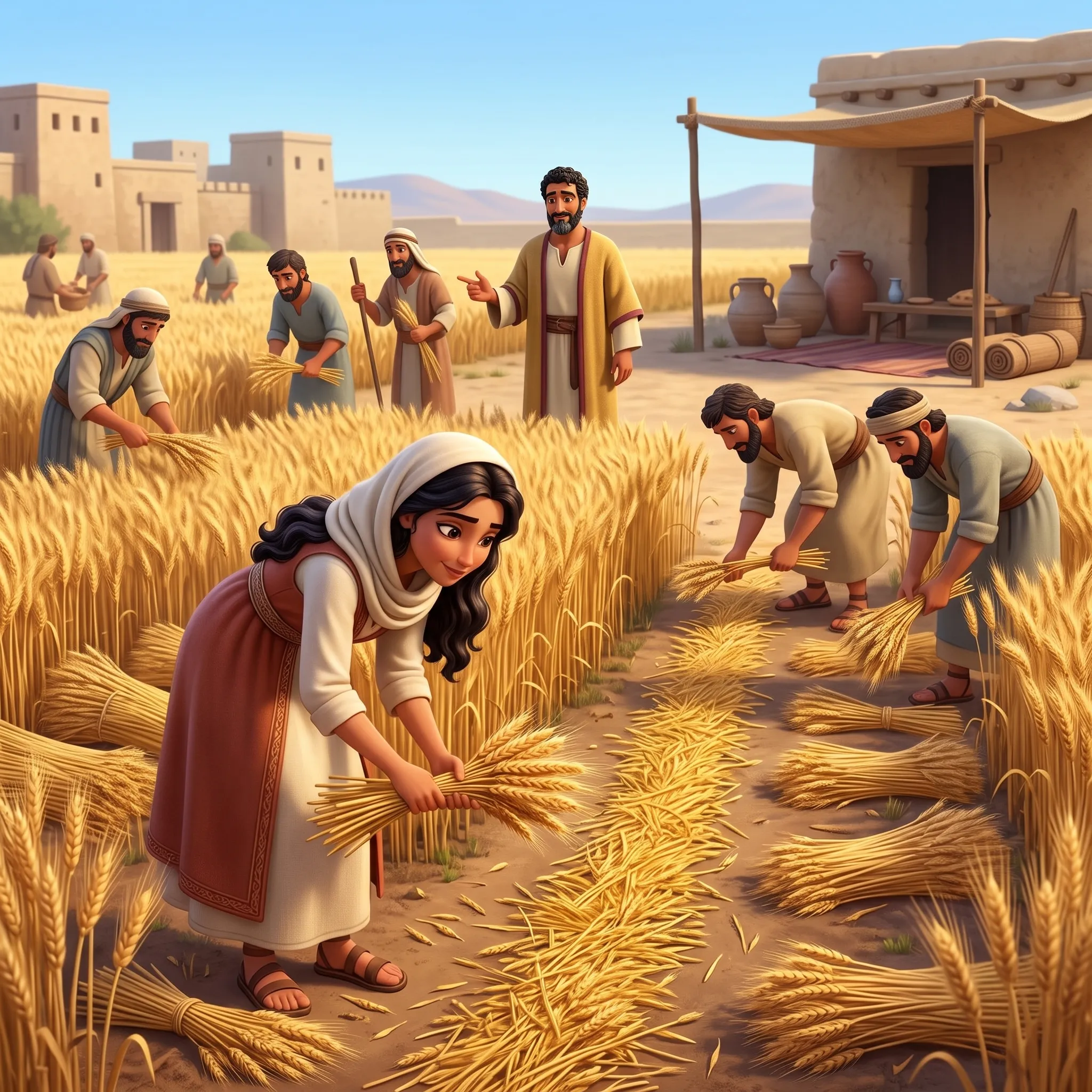 Ruth and Boaz illustrated Bible story for kids