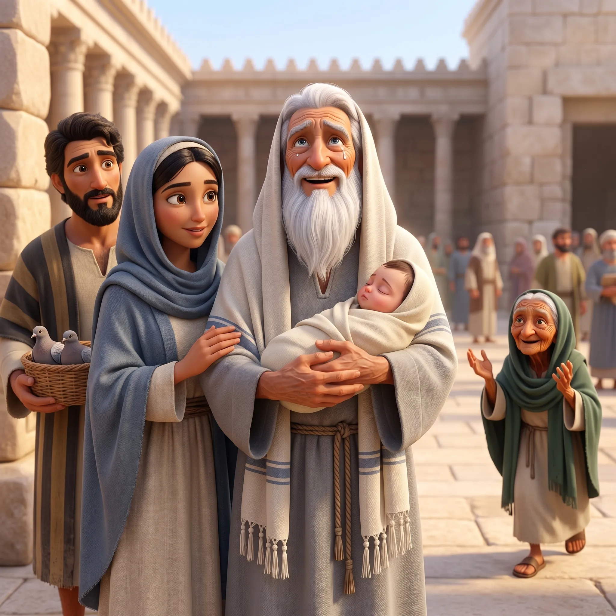 Simeon and Anna illustrated Bible story for kids